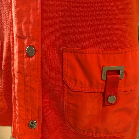 Lauren Ralph Lauren Active Hi Collar Knit Vest w Snap Closure Orange Sz M - Picture 3 of 8